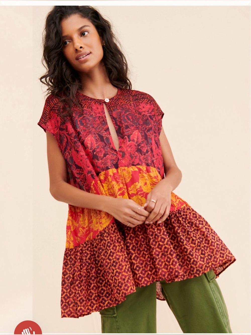 Free People Gotta Have You Tunic Red Multi Size Medium